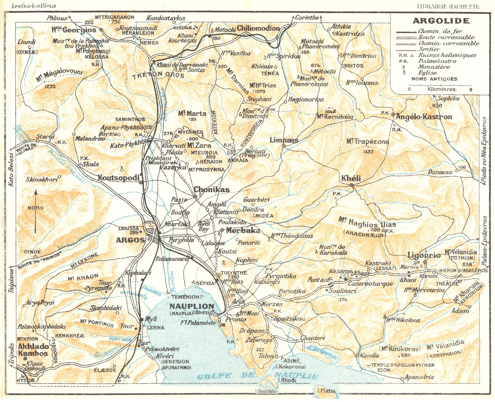 ARGOLIS. Argolide. Argos & Nafplion environs. Greece 1956 old vintage map